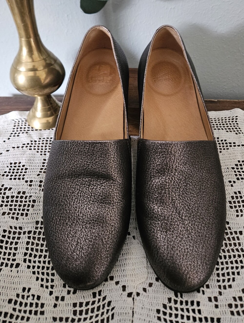 Dansko Larisa Upper Leather Pewter Metallic Loafers Size 9. - Picture 2 of 10